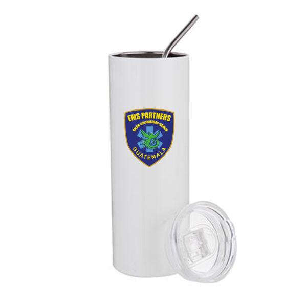 20oz Stainless Steel Tumbler W/Straw & Lid - Sublimated Logo Thumbnail